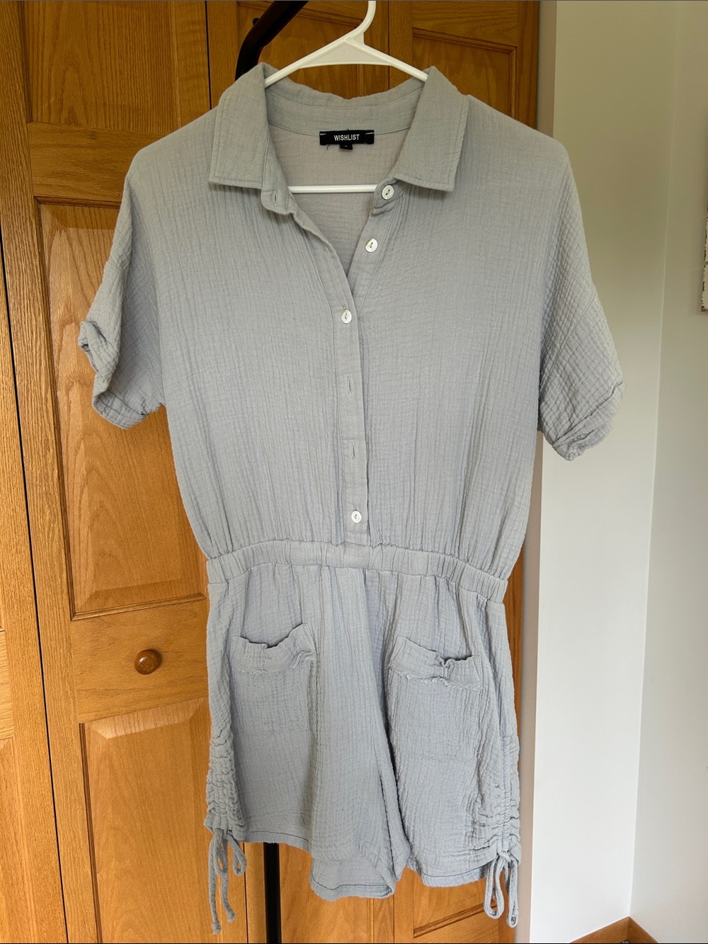 Wishlist Women's Light Gray Short Sleeve Romper Dress